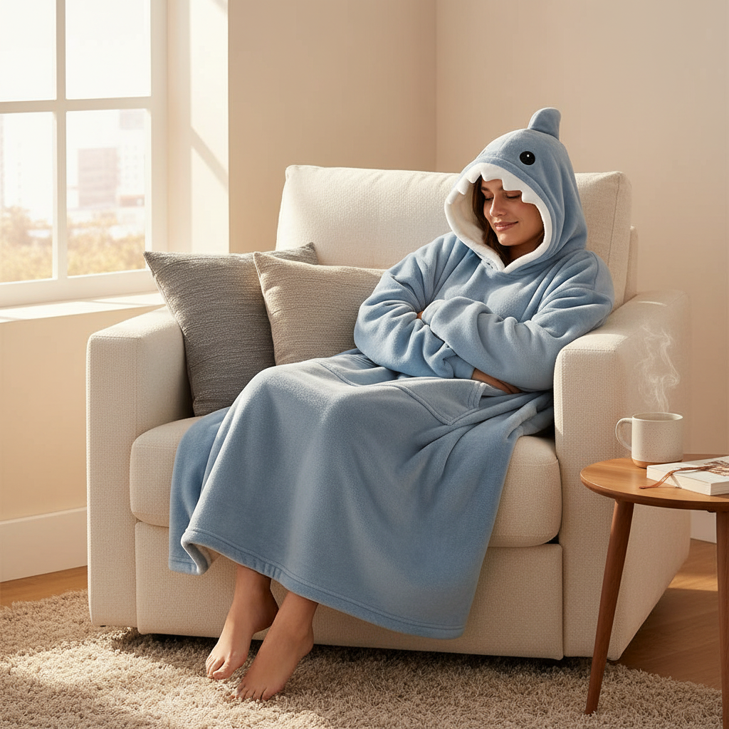 BLANKY™ – Your Morning Warmth Hoodie Blanket in a cozy morning setting